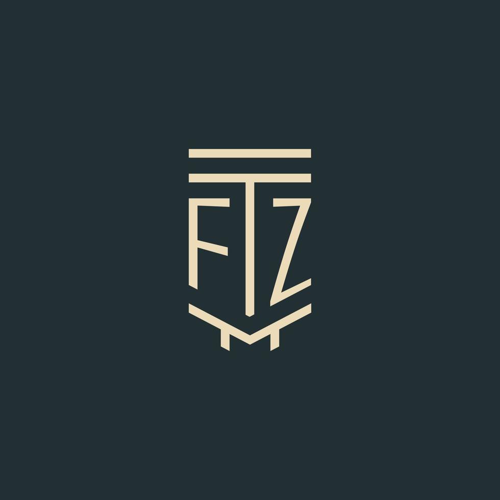fz-Anfangsmonogramm mit einfachen Strichgrafik-Säulen-Logo-Designs vektor