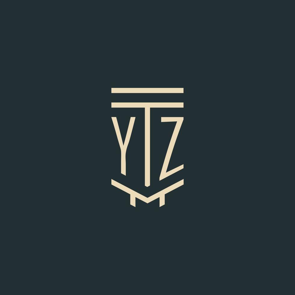 yz-Anfangsmonogramm mit einfachen Strichgrafik-Säulen-Logo-Designs vektor