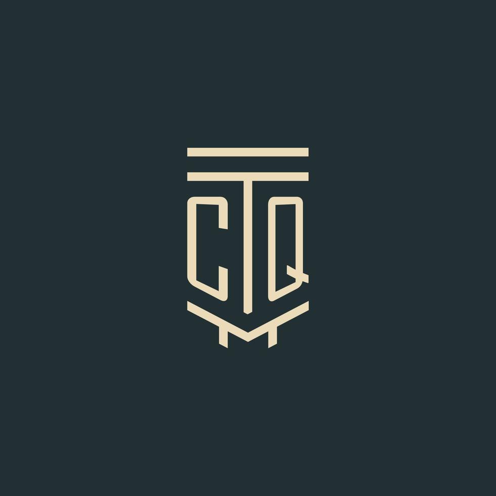 cq första monogram med enkel linje konst pelare logotyp mönster vektor
