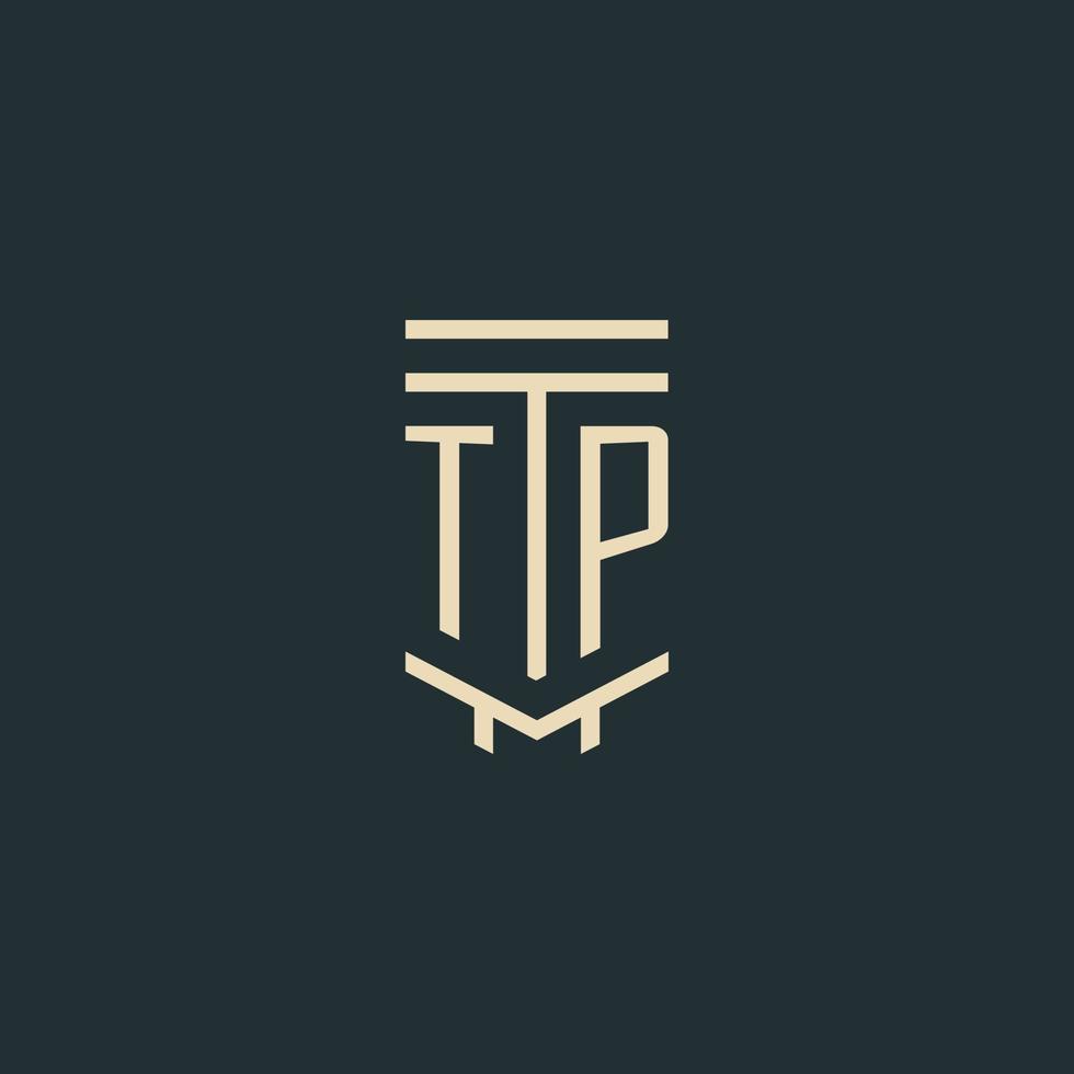 tp-Anfangsmonogramm mit einfachen Strichgrafik-Säulen-Logo-Designs vektor