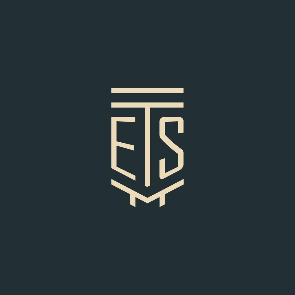 es Anfangsmonogramm mit einfachen Strichgrafik-Säulen-Logo-Designs vektor