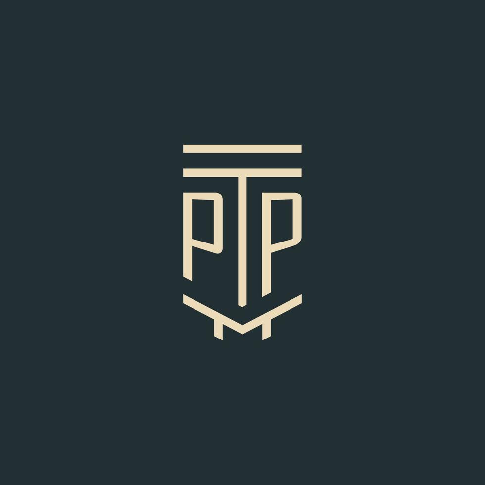 pp-Anfangsmonogramm mit einfachen Strichgrafik-Säulen-Logo-Designs vektor