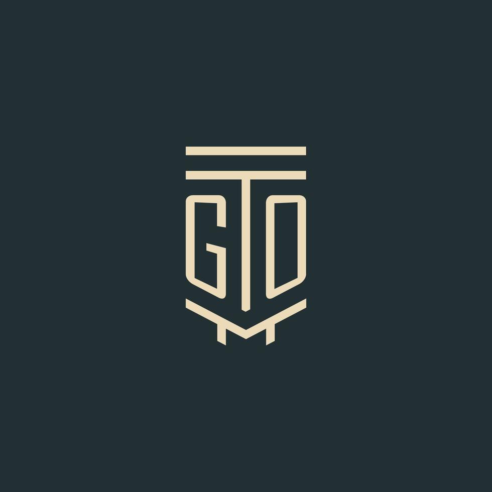 go Anfangsmonogramm mit einfachen Strichgrafik-Säulen-Logo-Designs vektor