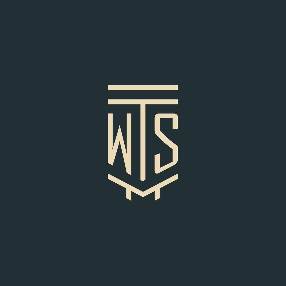 ws-Anfangsmonogramm mit einfachen Strichgrafik-Säulen-Logo-Designs vektor