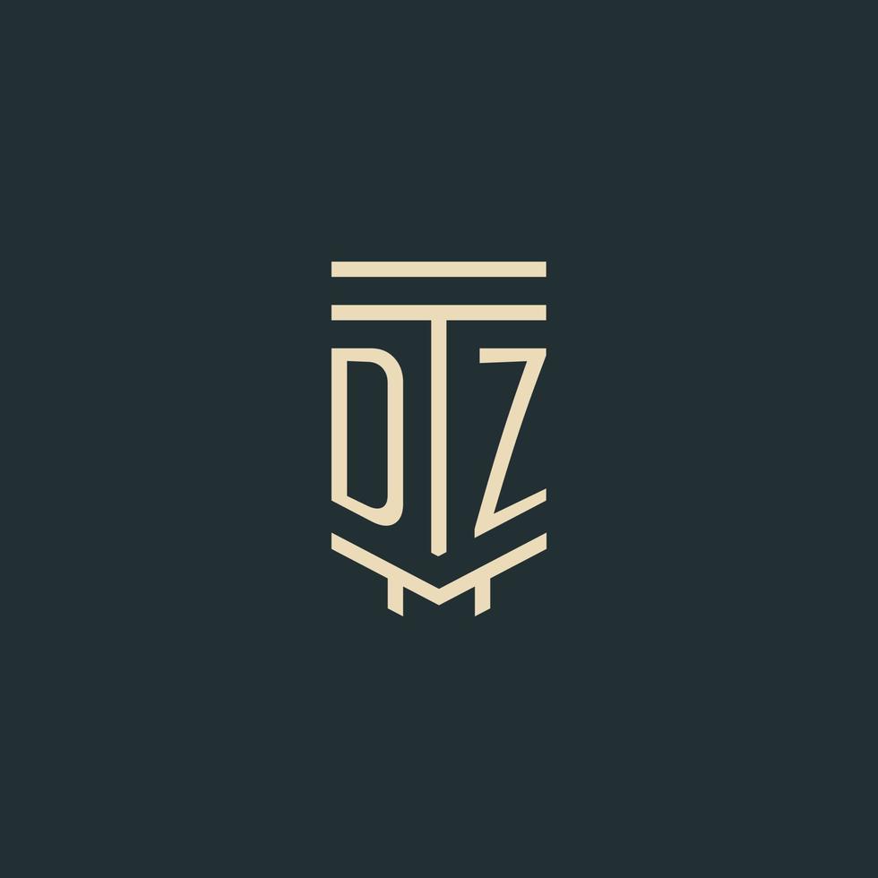 dz-Anfangsmonogramm mit einfachen Strichgrafik-Säulen-Logo-Designs vektor