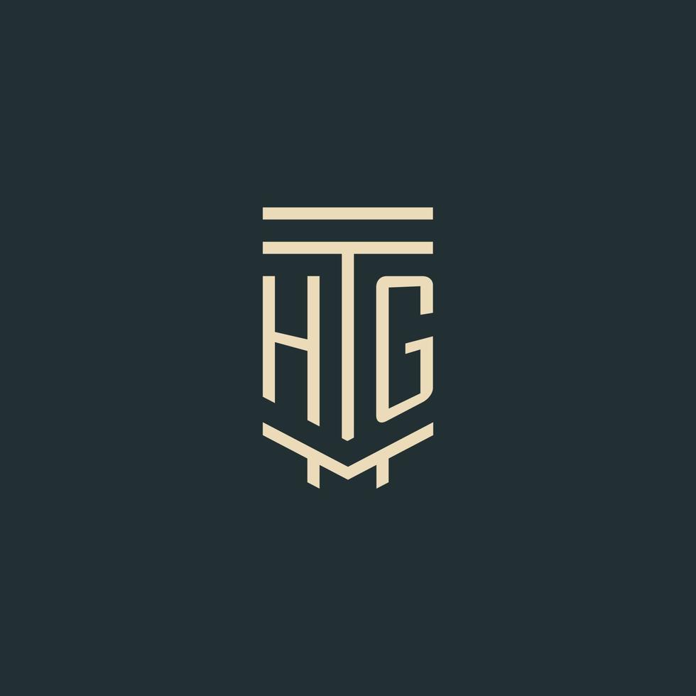 hg-Anfangsmonogramm mit einfachen Strichgrafik-Säulen-Logo-Designs vektor