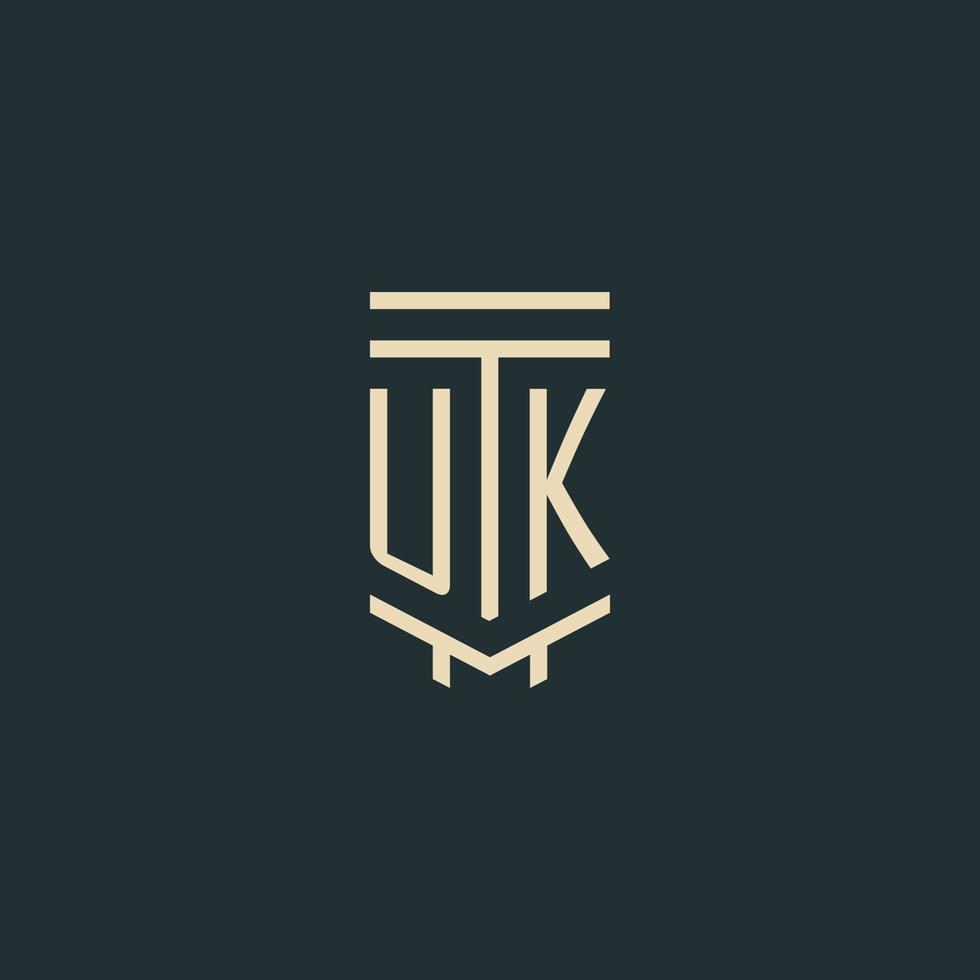 UK-Anfangsmonogramm mit einfachen Strichgrafik-Säulen-Logo-Designs vektor