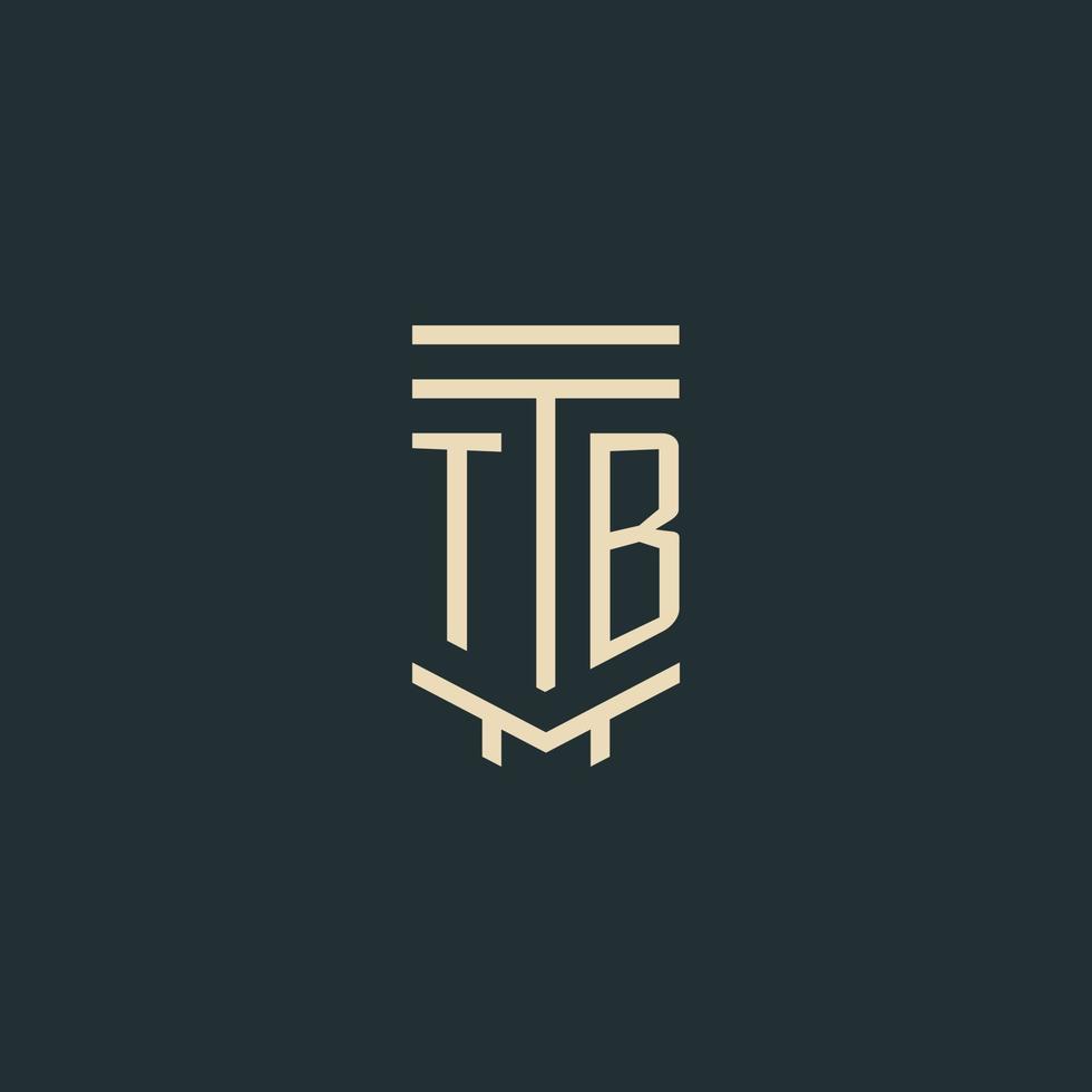 tb-Anfangsmonogramm mit einfachen Line-Art-Säulen-Logo-Designs vektor