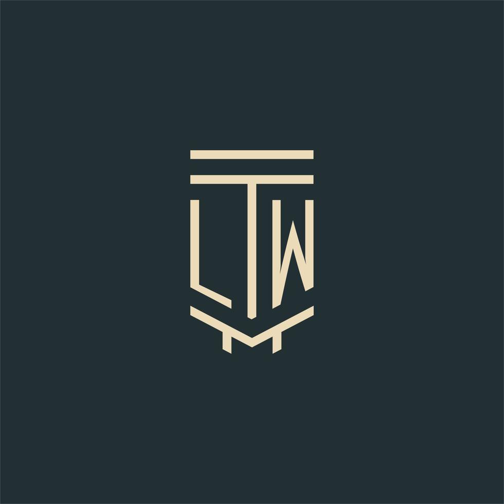 lw-Anfangsmonogramm mit einfachen Strichgrafik-Säulen-Logo-Designs vektor
