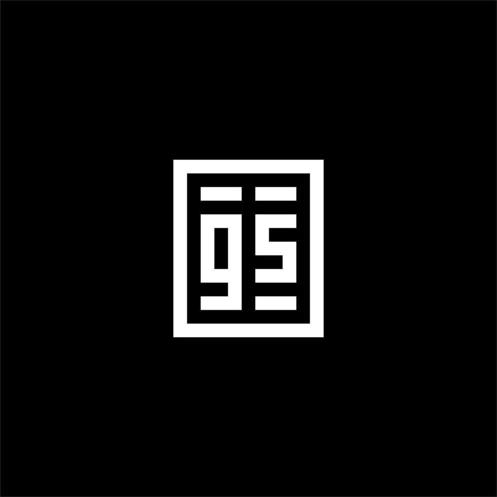 gs första logotyp med fyrkant rektangulär form stil vektor