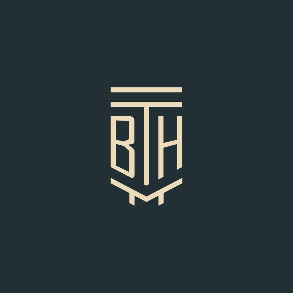 bh-Anfangsmonogramm mit einfachen Strichgrafik-Säulen-Logo-Designs vektor