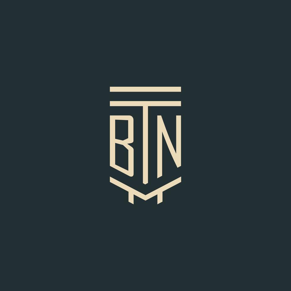 bn-Anfangsmonogramm mit einfachen Strichgrafik-Säulen-Logo-Designs vektor
