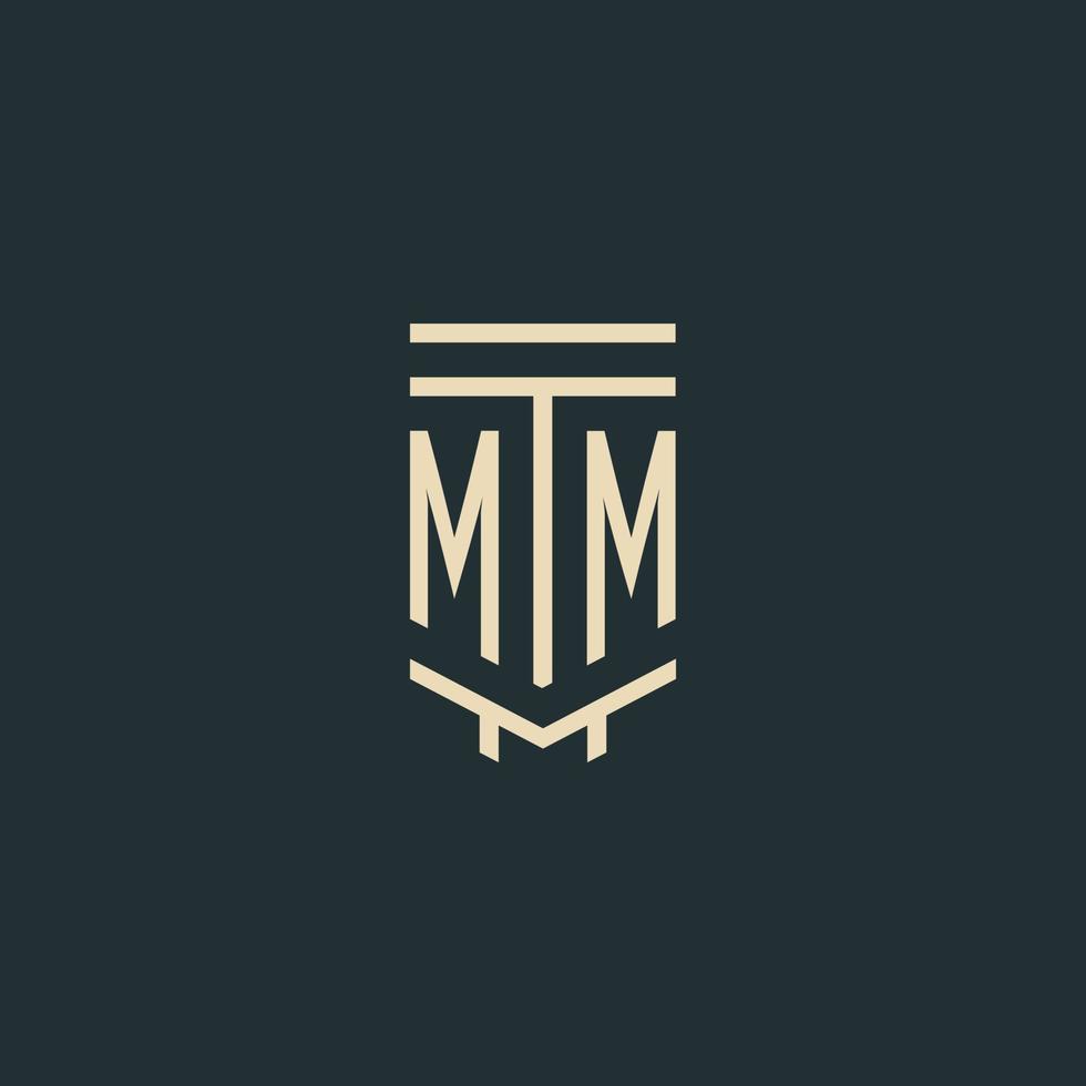 mm första monogram med enkel linje konst pelare logotyp mönster vektor