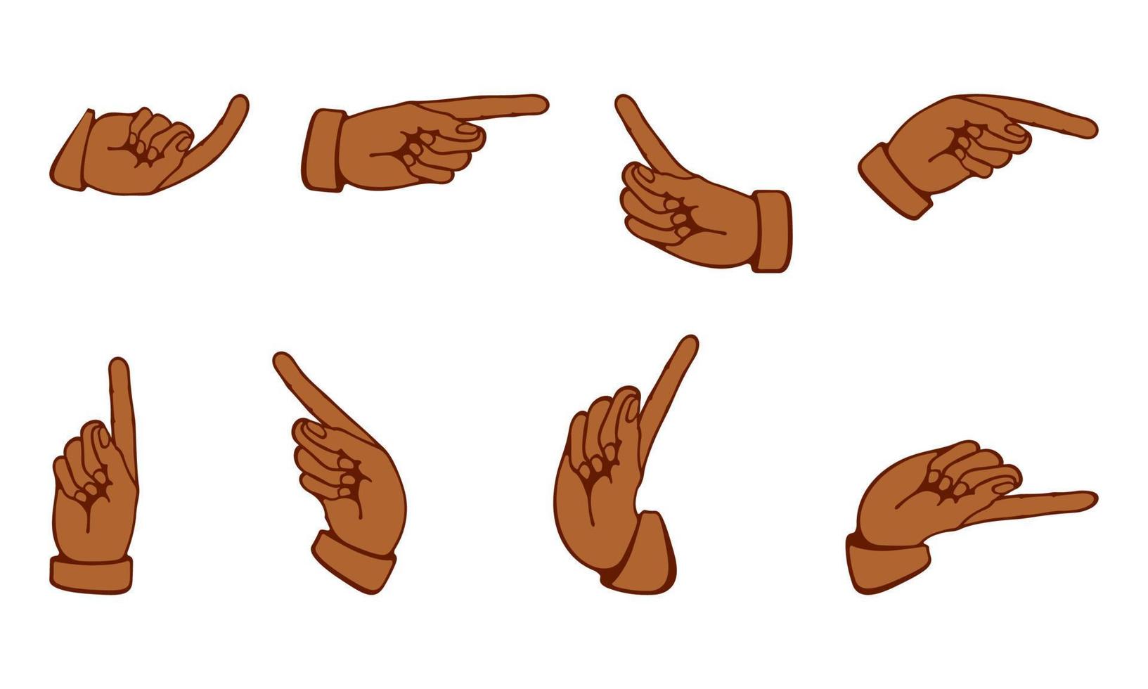 en samling av pekande finger illustrationer, med olika uttryck vektor