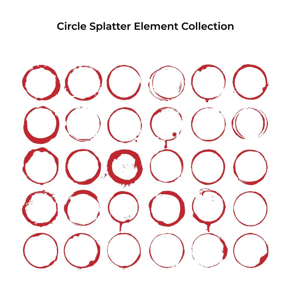uppsättning av grunge cirkel tom mall. stänka ner element av cirkulär gräns. vektor eps 10.