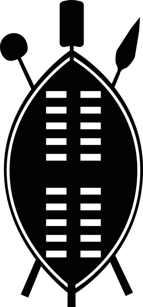 afrikansk zulu skydda ikon på vit bakgrund. afrikansk skydda tecken. afrikansk skydda med spjut symbol. platt stil. vektor
