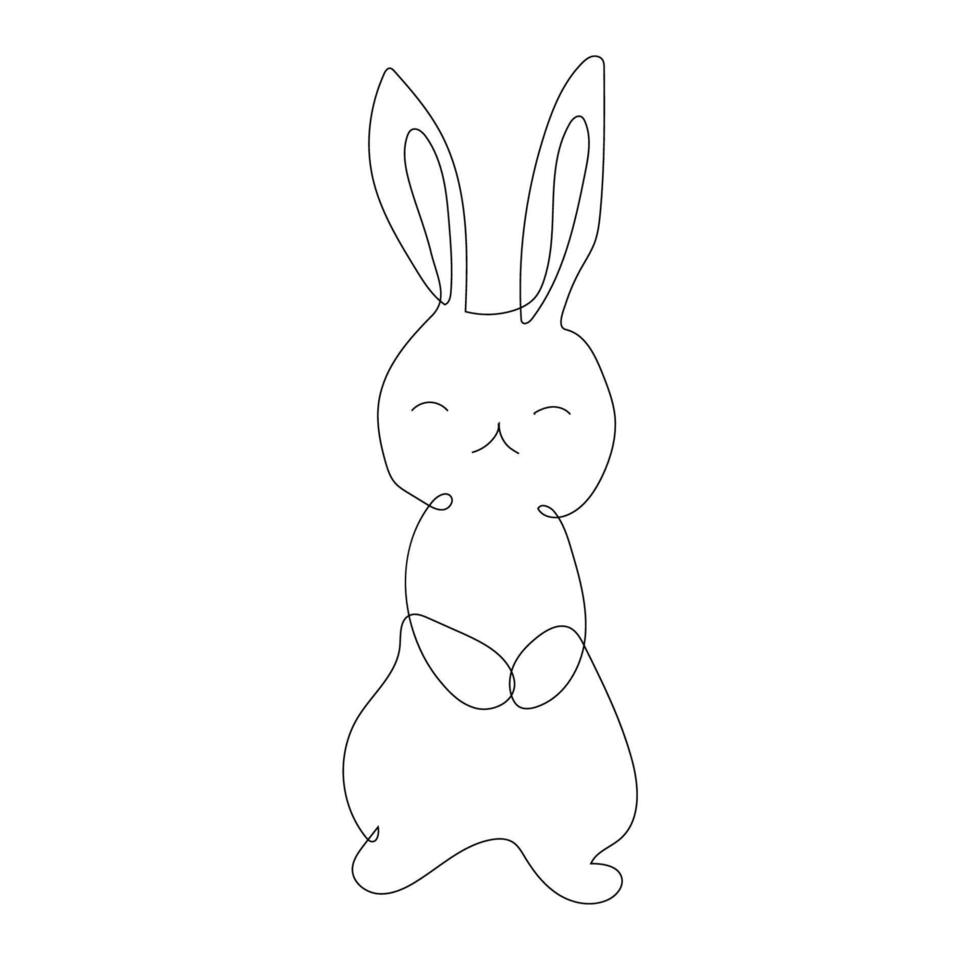 Kaninchen in einer Zeile. schwarze Linienvektorillustration auf weißem Hintergrund vektor