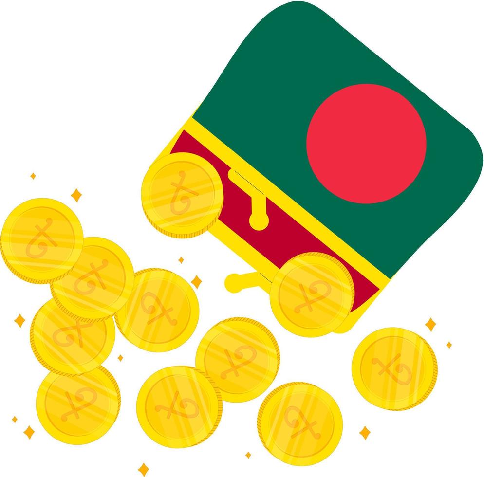 bangladesch handgezeichnete flagge, bangladesch taka handgezeichnet vektor