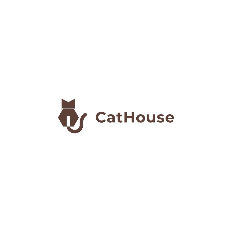 enkel abstrakt logotyp design av sexhörning katt formning en hus vektor
