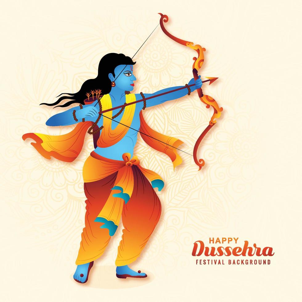 illustration av herre rama indisk Semester kort Lycklig Dussehra festival bakgrund vektor