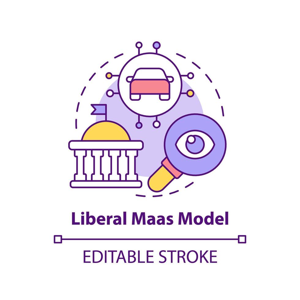 liberal maas modell begrepp ikon. data öppenhet. rörlighet som service modell abstrakt aning tunn linje illustration. isolerat översikt teckning. redigerbar stroke. vektor