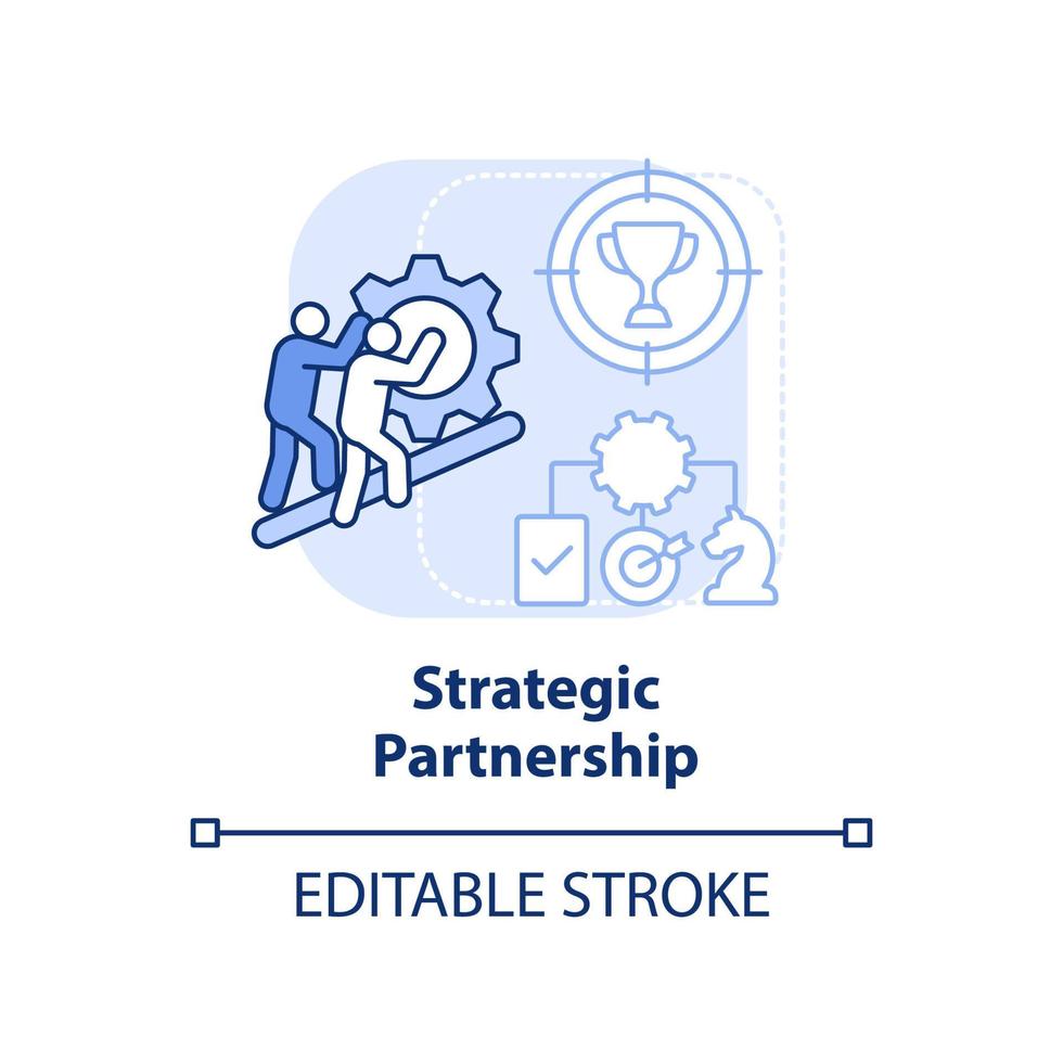 strategiskt partnerskap ljusblå konceptikon. köpare säljare interaktion abstrakt idé tunn linje illustration. isolerade konturritning. redigerbar linje. vektor