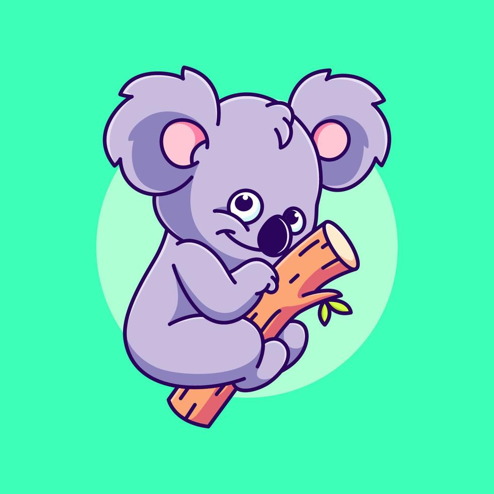 söt koala på en logga vektor illustration. sovande koala tecknad serie