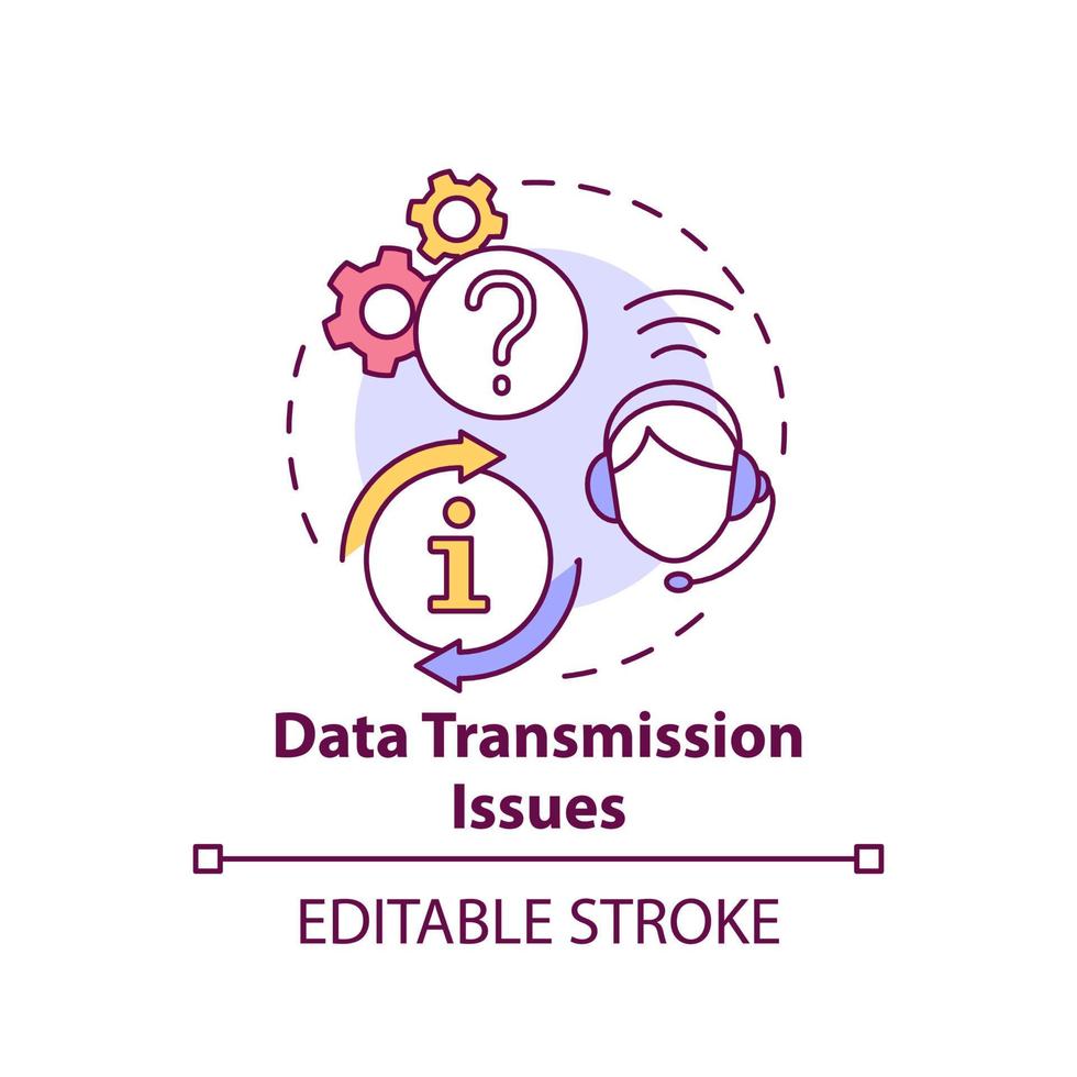 data överföring frågor begrepp ikon. information Stöd. maas problem abstrakt aning tunn linje illustration. isolerat översikt teckning. redigerbar stroke. vektor