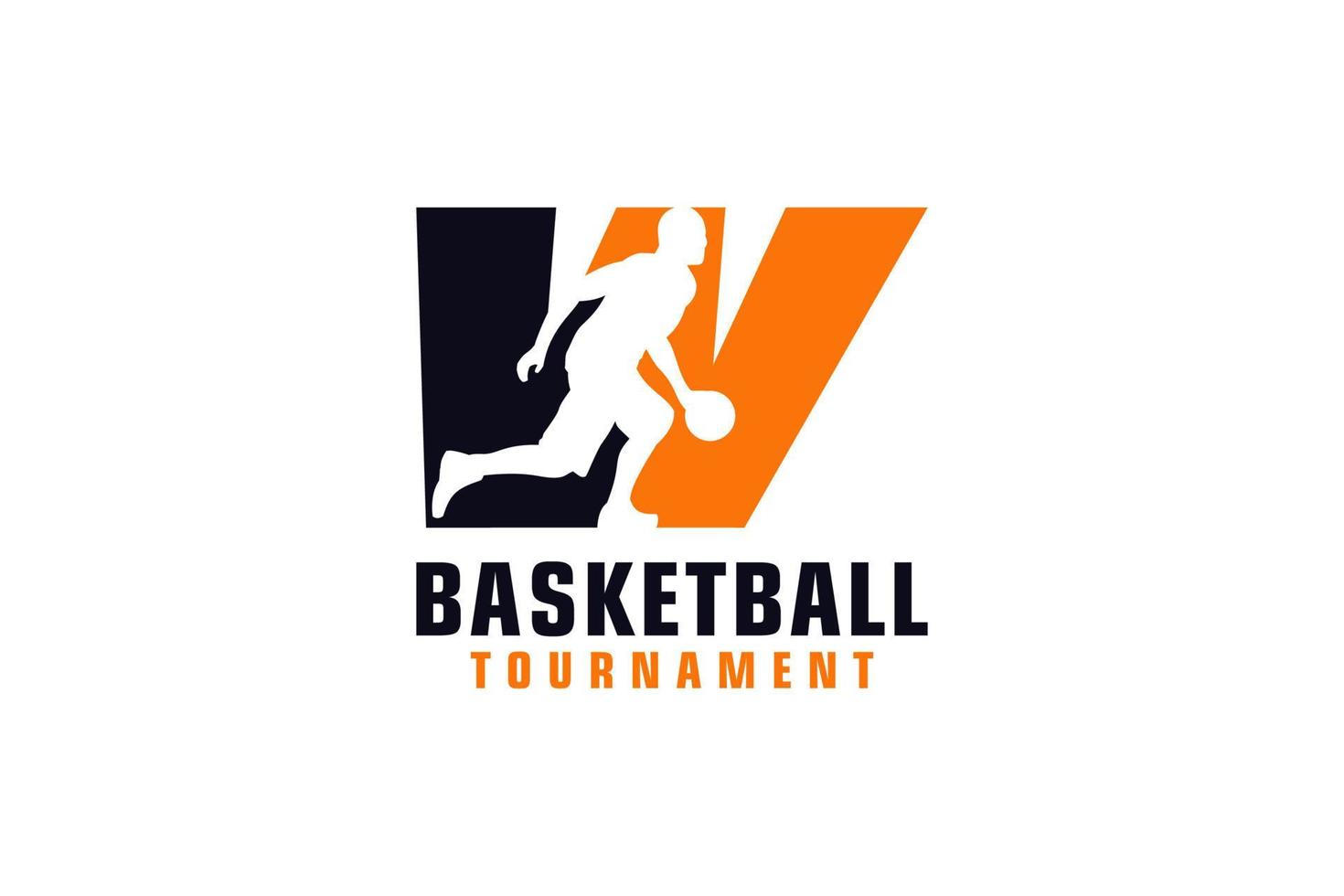 Buchstabe w mit Basketball-Logo-Design. Vektordesign-Vorlagenelemente für Sportteams oder Corporate Identity. vektor