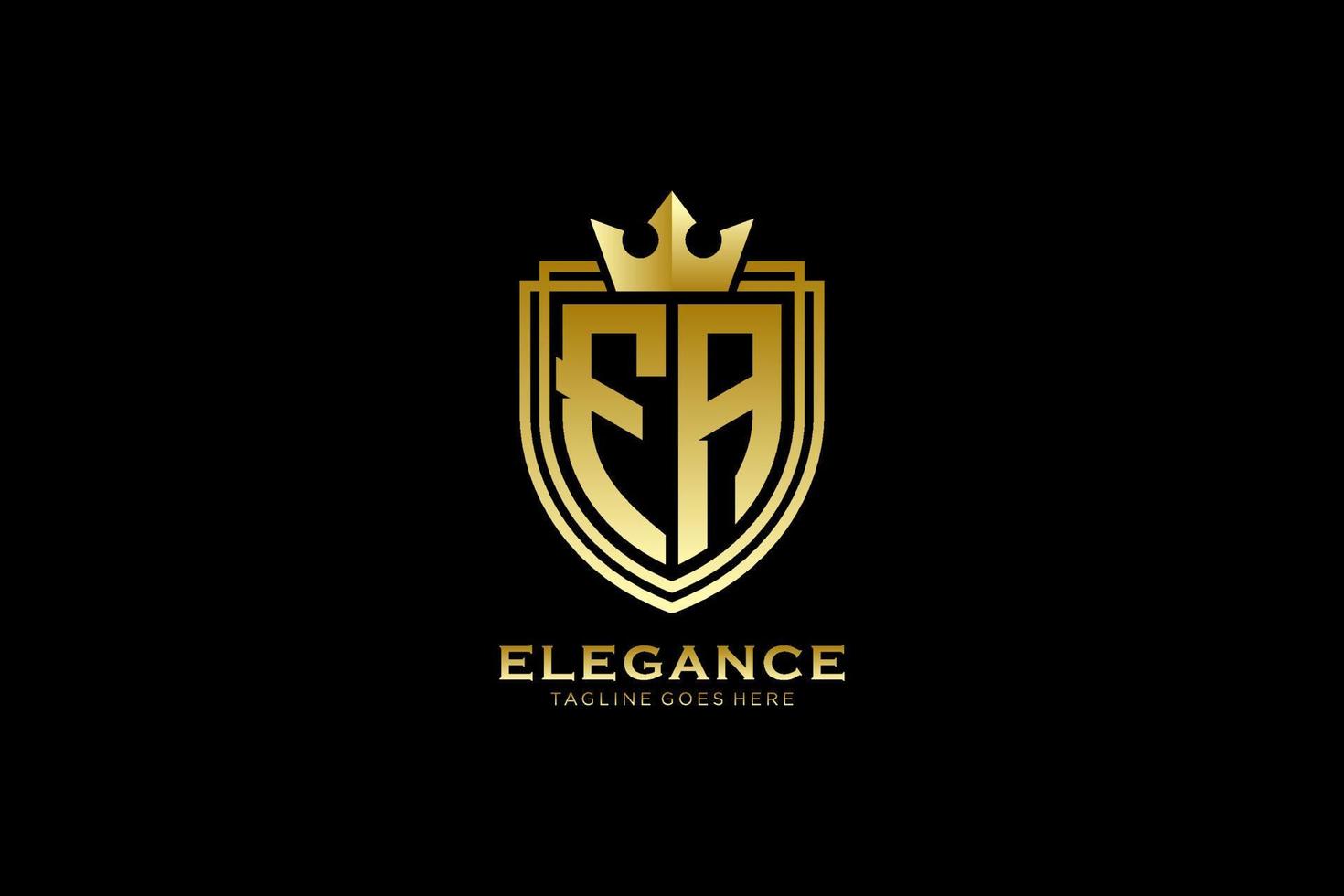första fa elegant lyx monogram logotyp eller bricka mall med rullar och kunglig krona - perfekt för lyxig branding projekt vektor
