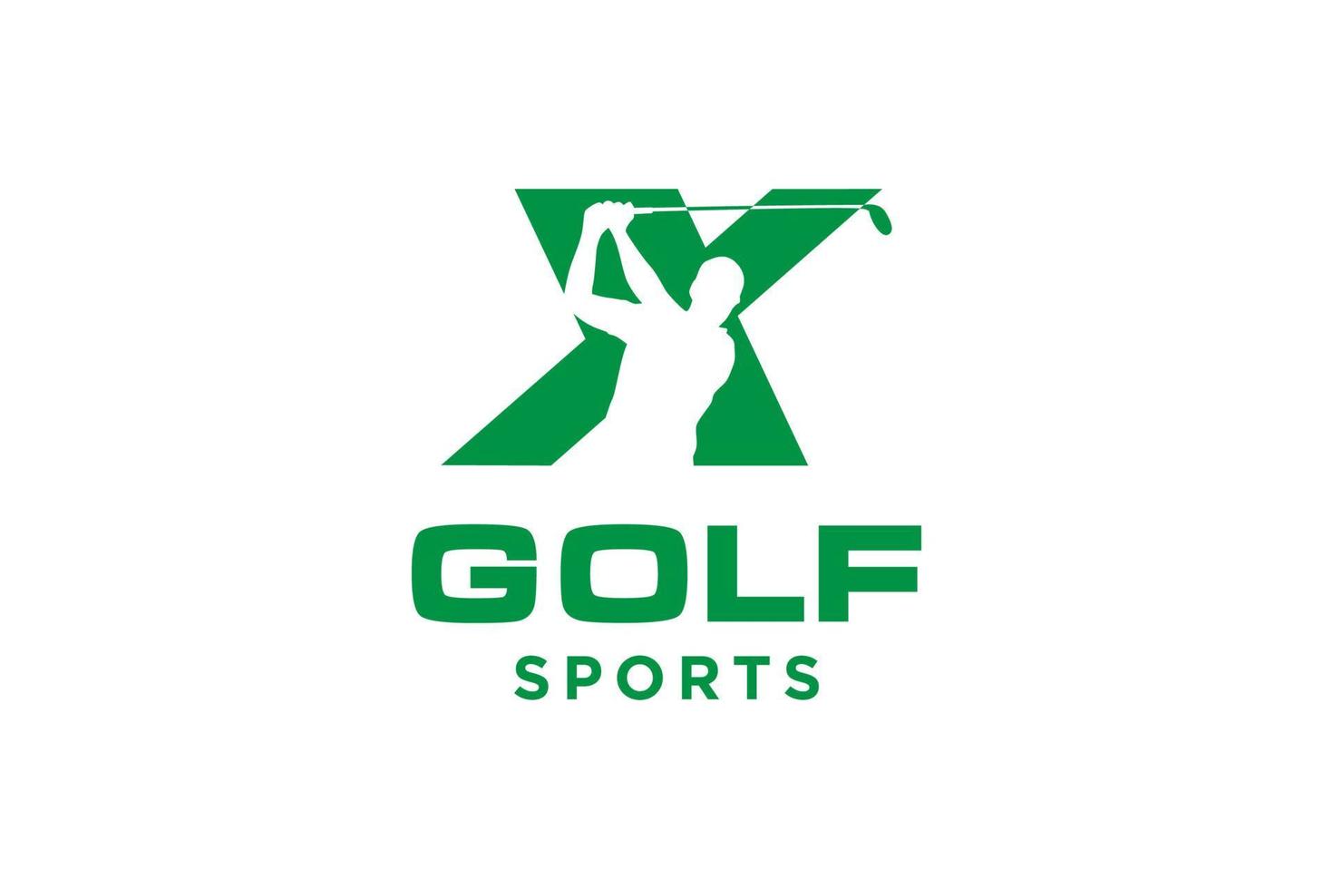 Alphabet-Buchstaben-Symbol-Logo x für Golf-Logo-Design-Vektorvorlage, Vektor-Etikett des Golfsports, Logo der Golf-Meisterschaft, Illustration, kreatives Symbol, Designkonzept vektor