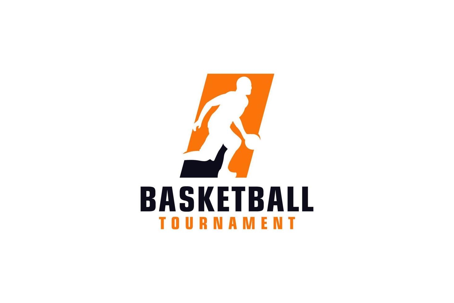 Buchstabe i mit Basketball-Logo-Design. Vektordesign-Vorlagenelemente für Sportteams oder Corporate Identity. vektor