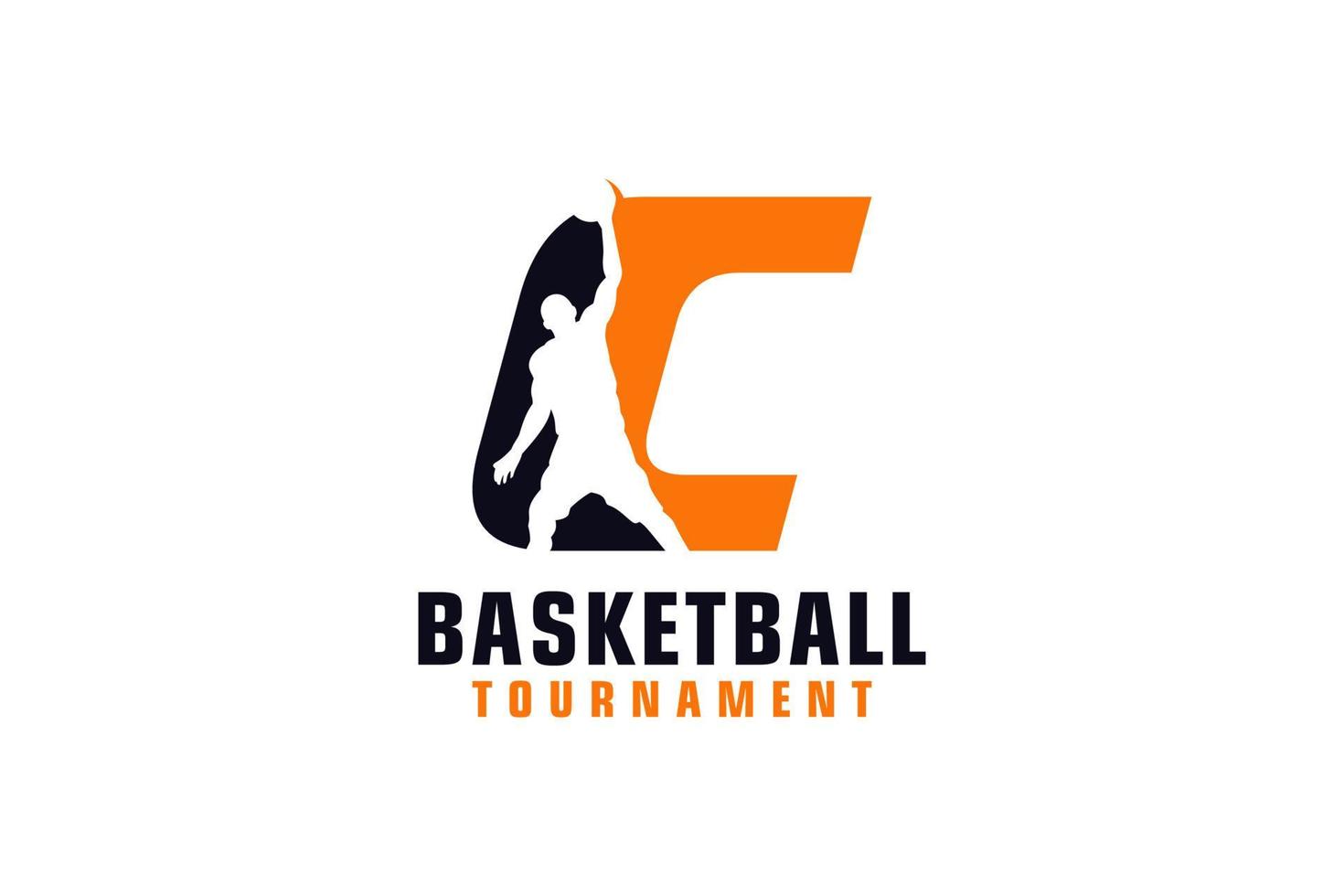 Buchstabe c mit Basketball-Logo-Design. Vektordesign-Vorlagenelemente für Sportteams oder Corporate Identity. vektor