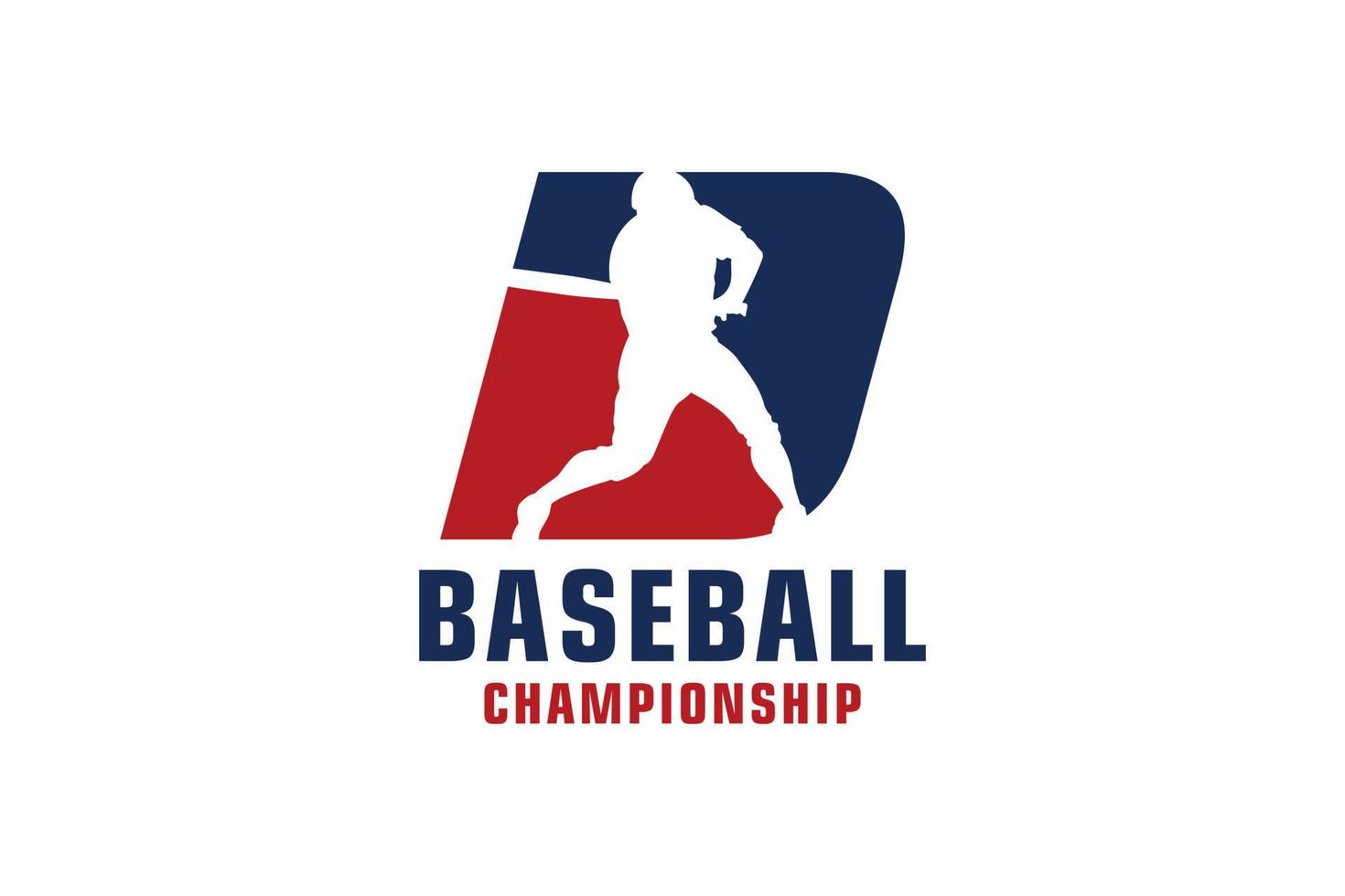 buchstabe d mit baseball-logo-design. Vektordesign-Vorlagenelemente für Sportteams oder Corporate Identity. vektor