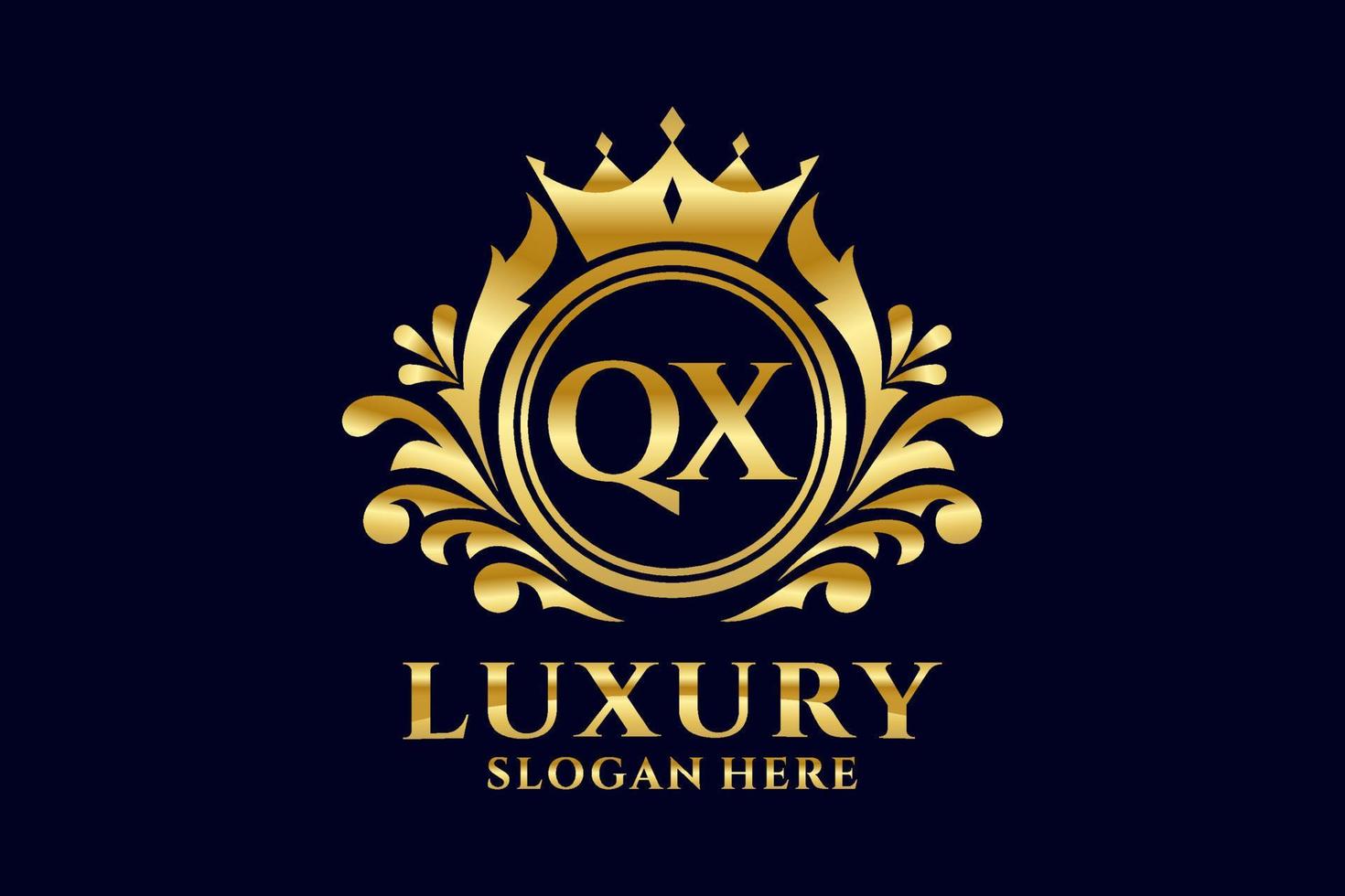 Royal Luxury Logo-Vorlage mit anfänglichem qx-Buchstaben in Vektorgrafiken für luxuriöse Branding-Projekte und andere Vektorillustrationen. vektor