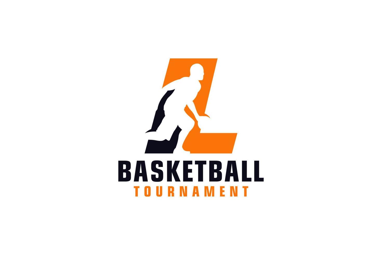 Buchstabe l mit Basketball-Logo-Design. Vektordesign-Vorlagenelemente für Sportteams oder Corporate Identity. vektor