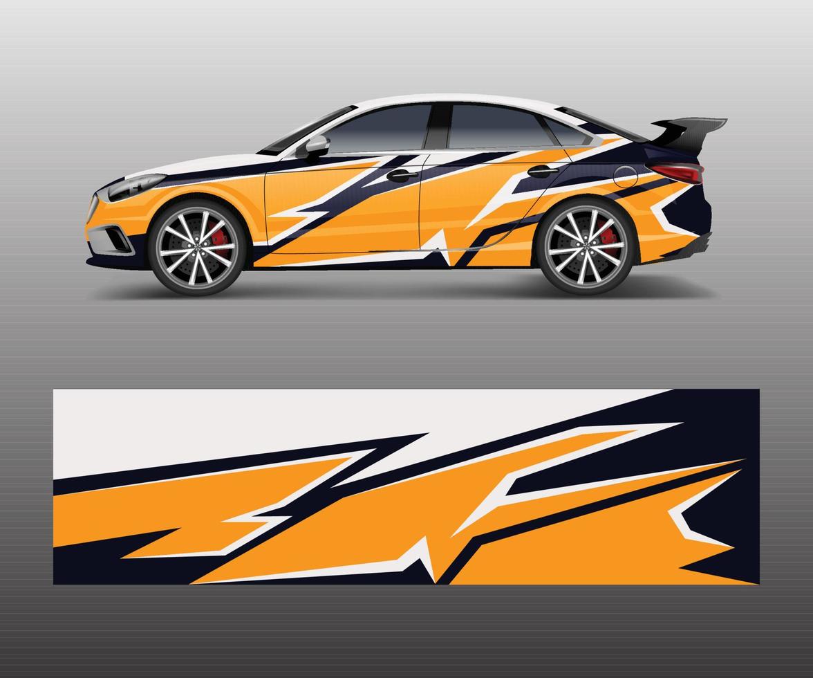 Auto-Wrap-Aufkleber-Design-Vektor. grafische abstrakte renndesigns für fahrzeug, rennen, abenteuerschablonendesignvektor vektor