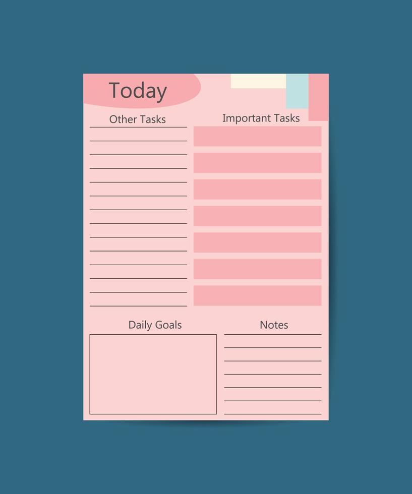 Tagesplaner und To-Do-Liste mit Illustrationen. Vorlagen für Agenda, Zeitplan, Planer, Checkliste, Notizbuch etc vektor