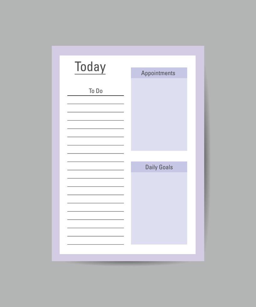 dagligen planerare på en vit bakgrund. mallar för dagordningar, planerare, checklistor, och Mer. vektor illustration