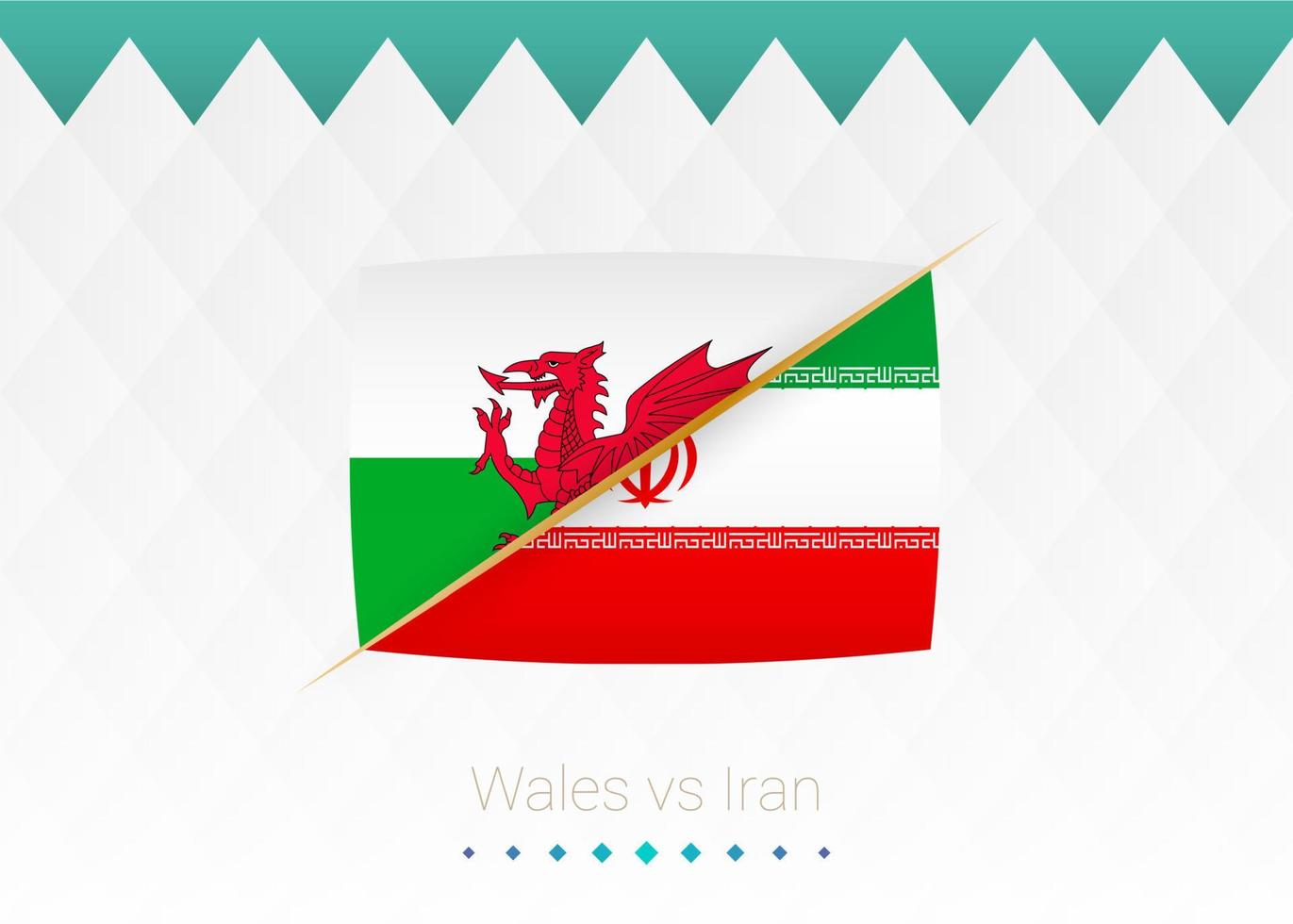 nationell fotboll team wales mot iran. fotboll 2022 match mot ikon. vektor