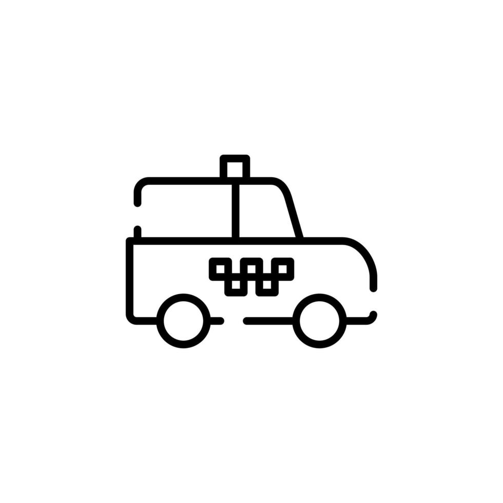 cab, taxi, resa, transport prickad linje ikon vektor illustration logotyp mall. lämplig för många syften.