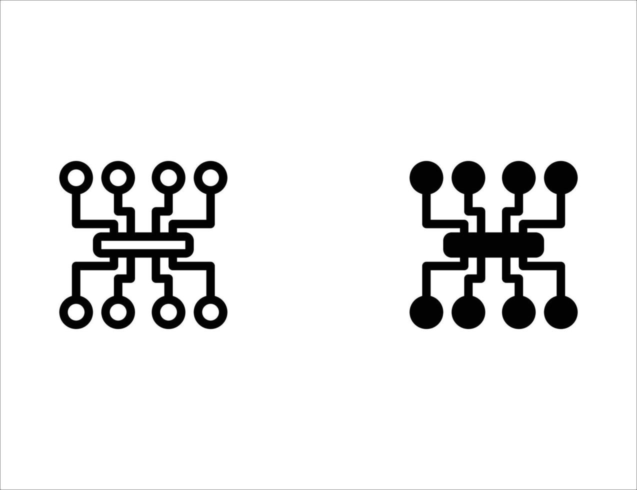 Netzwerkverbindungssymbol. Umrisssymbol und solides Symbol vektor