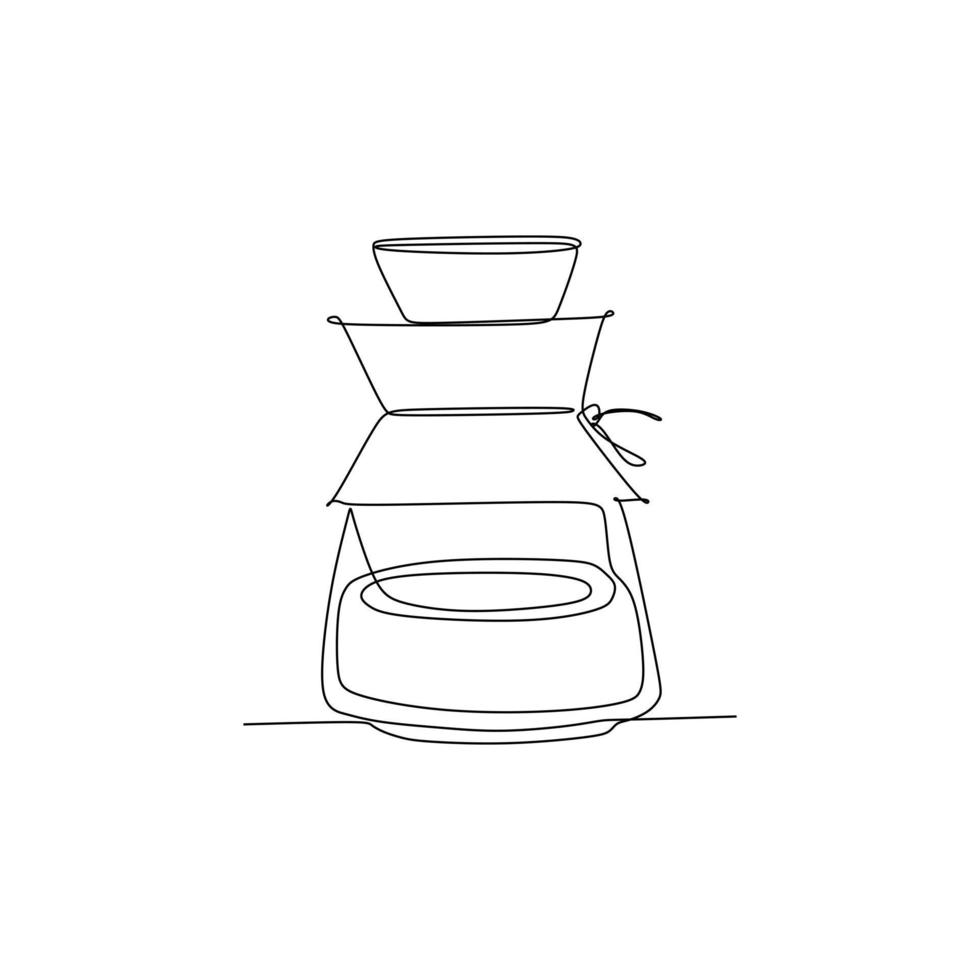 v60 glas kaffe tillverkare - enkel kontinuerlig ett linje teckning vektor illustration för mat och drycker begrepp