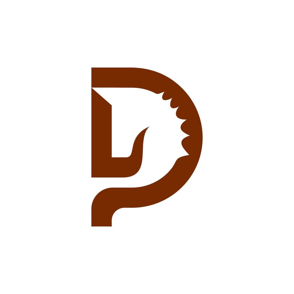 buchstabe p kombination mit pferd, minimalistisch elegantes logo-design editierbar vektor