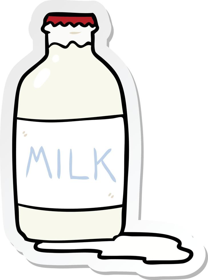 klistermärke av en tecknad mjölkflaska vektor