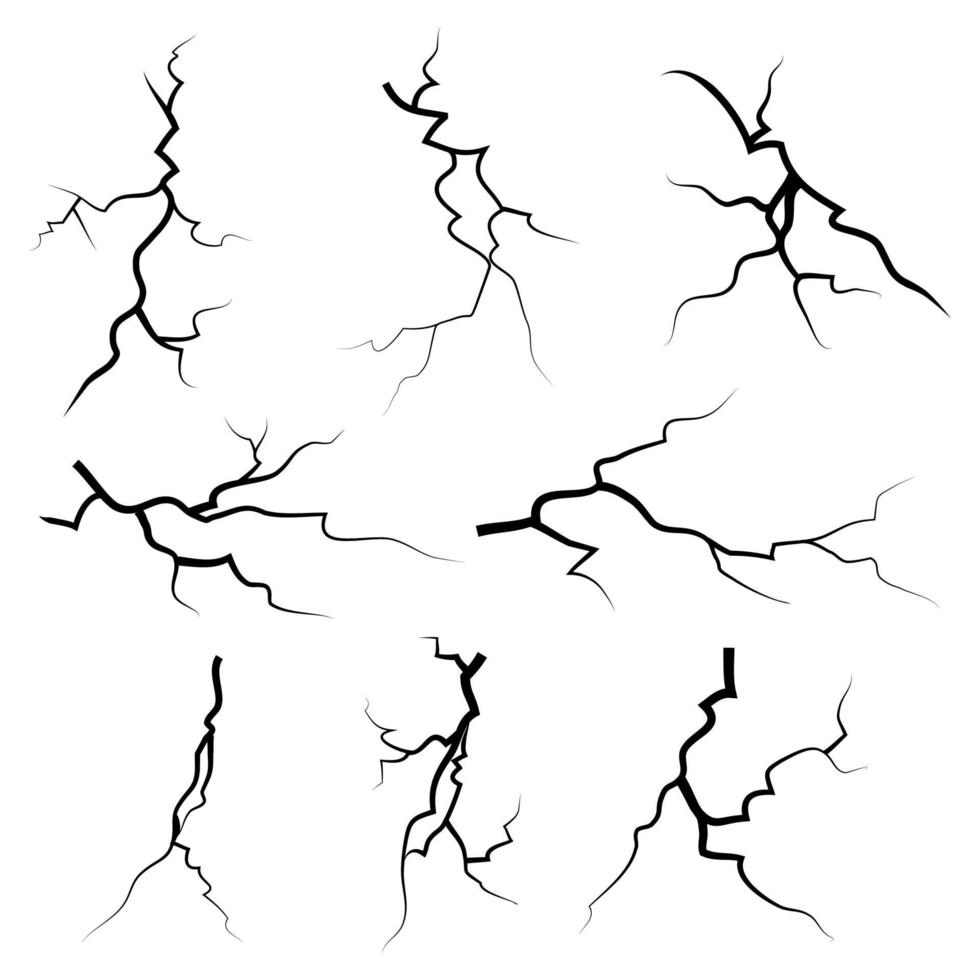 hand dragen knäckt vägg, jord, glas, ägg. klotter ha sönder uppsättning. vektor illustration