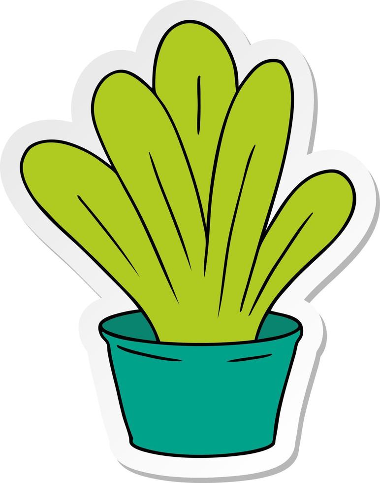Aufkleber-Cartoon-Doodle einer grünen Zimmerpflanze vektor