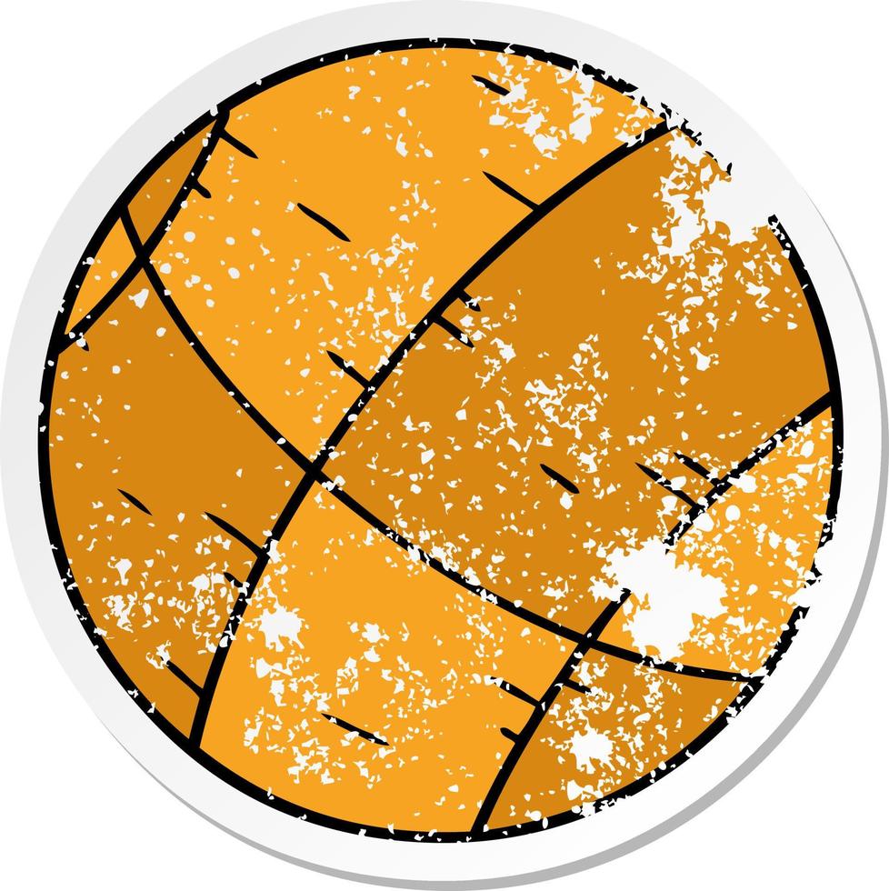 Distressed Sticker Cartoon Doodle eines Basketballs vektor