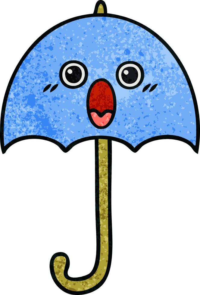 Retro-Grunge-Textur-Cartoon-Regenschirm vektor