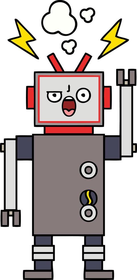 niedlicher Cartoon kaputter Roboter vektor